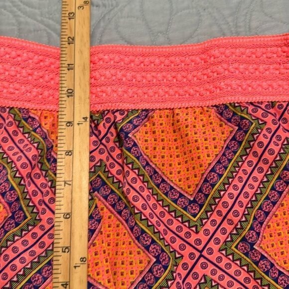 Boho Tribal Print Womens Shorts XL/XG (15-17) Coral Combo 100% Polyester Elastic - Picture 10 of 11